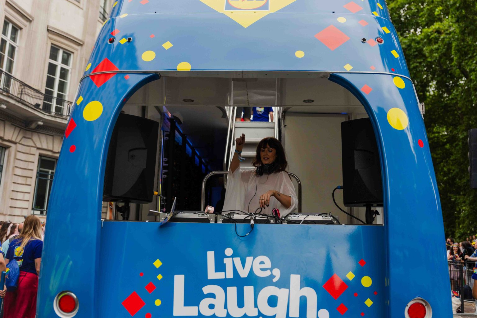 Hospitality ShowTruck dual-deck hospitality truck available for hire across the UK and Europe for parades Pride events and brand celebrations